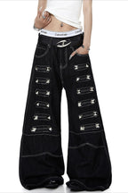 Studded Contrast-Stitch Flared Jeans