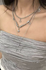 Y2K Layered Star Pendant Necklace