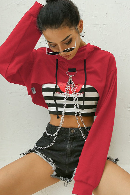 Street Style Chain Detail Hoodie Secondary image