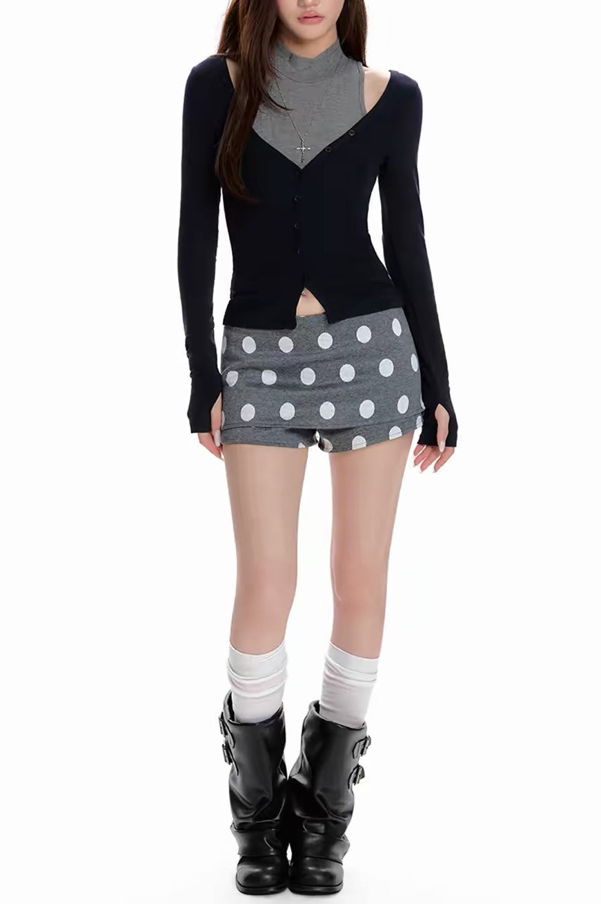 Layered High Neck Button Cardigans