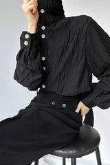 Gothic Mandarin Collar Long Sleeve Blouse