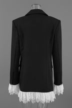 Contrast Lace Cuff Hem Coats