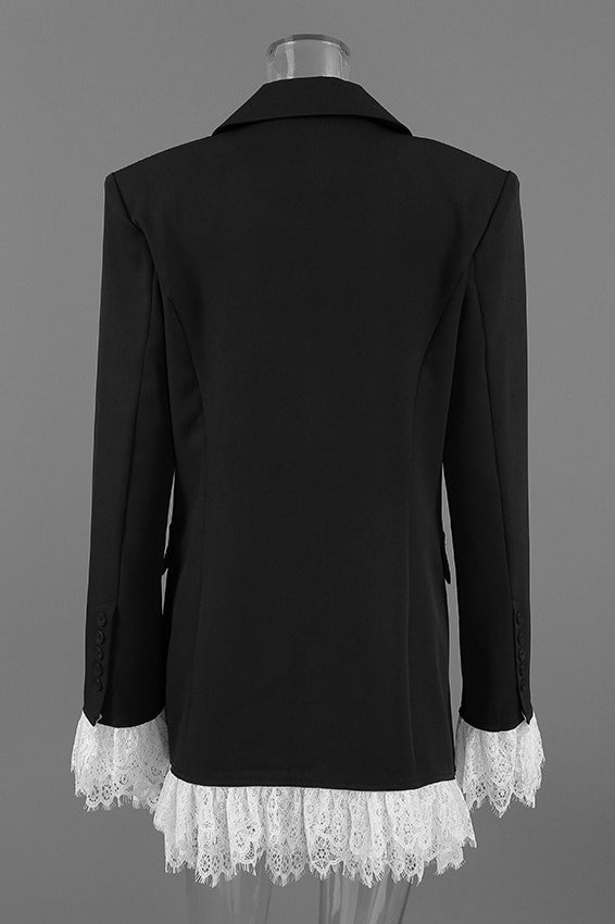 Contrast Lace Cuff Hem Coats