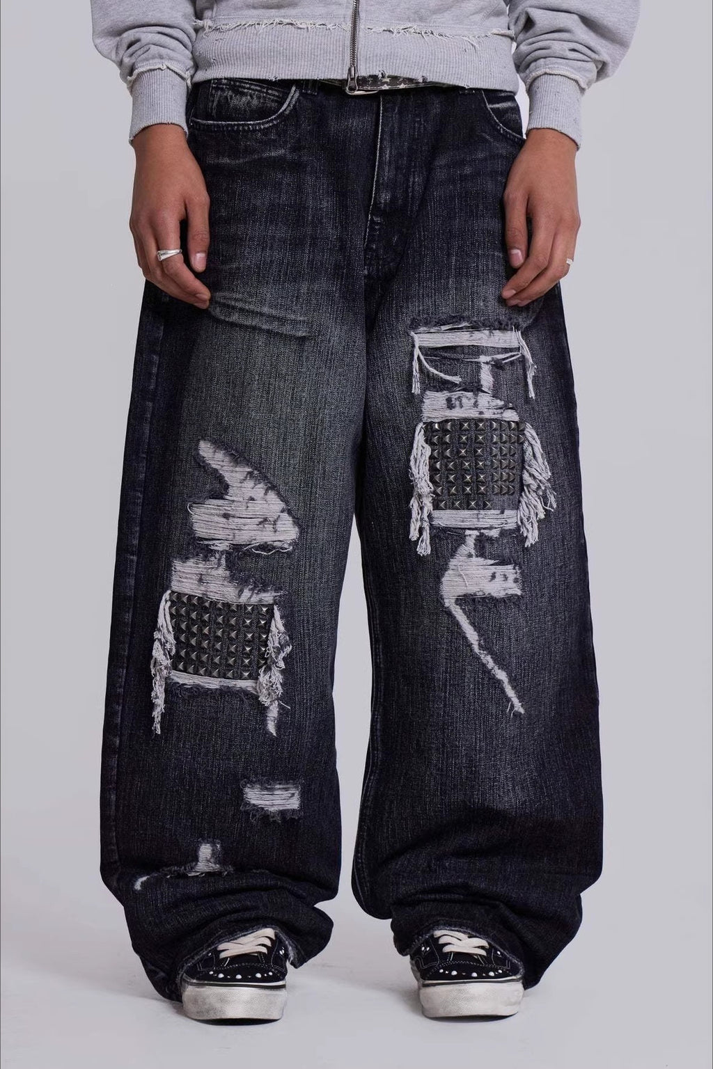 Distressed Graphic Denim Pants