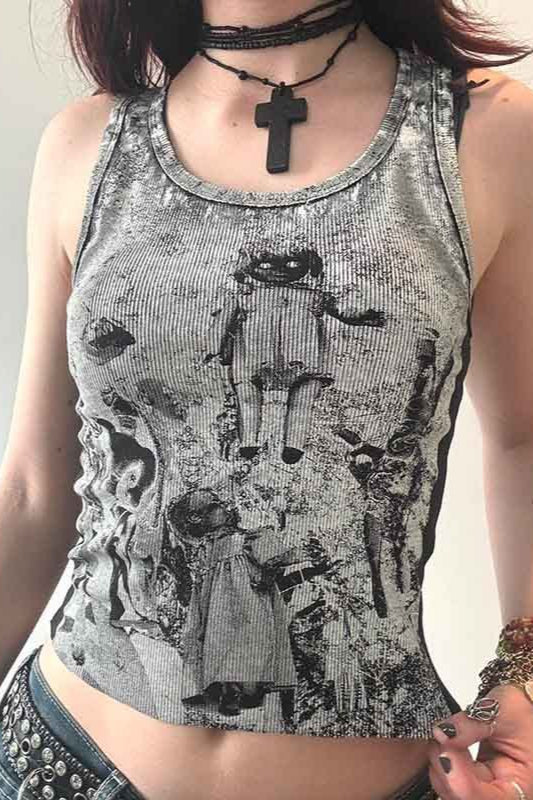 Graphic Collage Scoop Neck Tank Top Main image