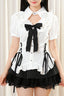 Gothic Ruffle Blouse And Tiered Mini Skirt Set