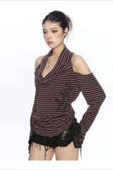 Spicy Cross Stripe Halterneck Knit Top