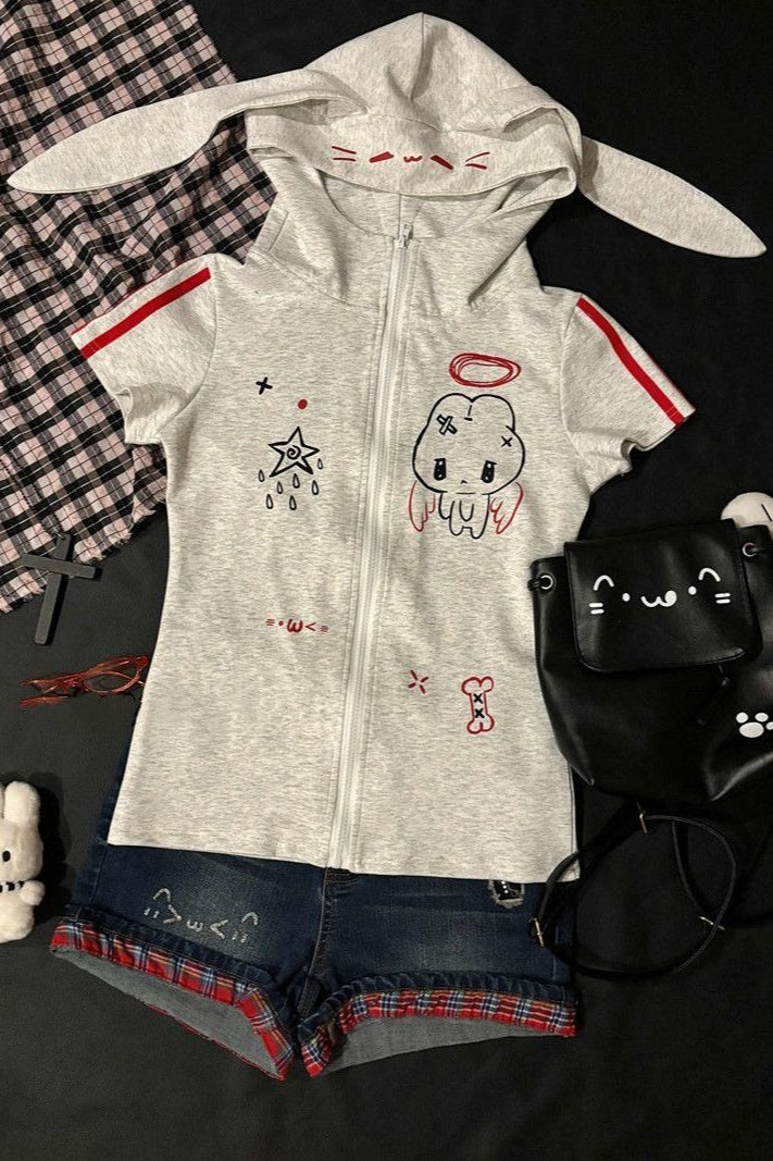 Cute Geeky Hooded Fitted T-shirt Main image