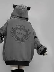 Rivet Detail Hooded Coat