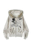 Niche Design Y2K Rabbit Ear Hooded Furry Collar Fleece Coat
