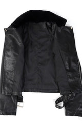 Detachable Fur Collar Slim-fit Biker Leather Jacket
