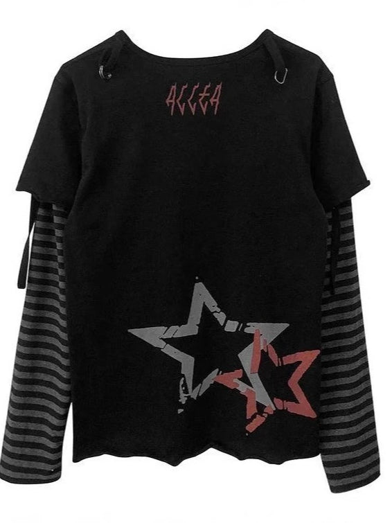 Spicy Punk Layered Loose Long Sleeve Knit Top Secondary image