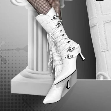 Retro Pointed Toe Gothic Chunky Heel Boot Secondary image