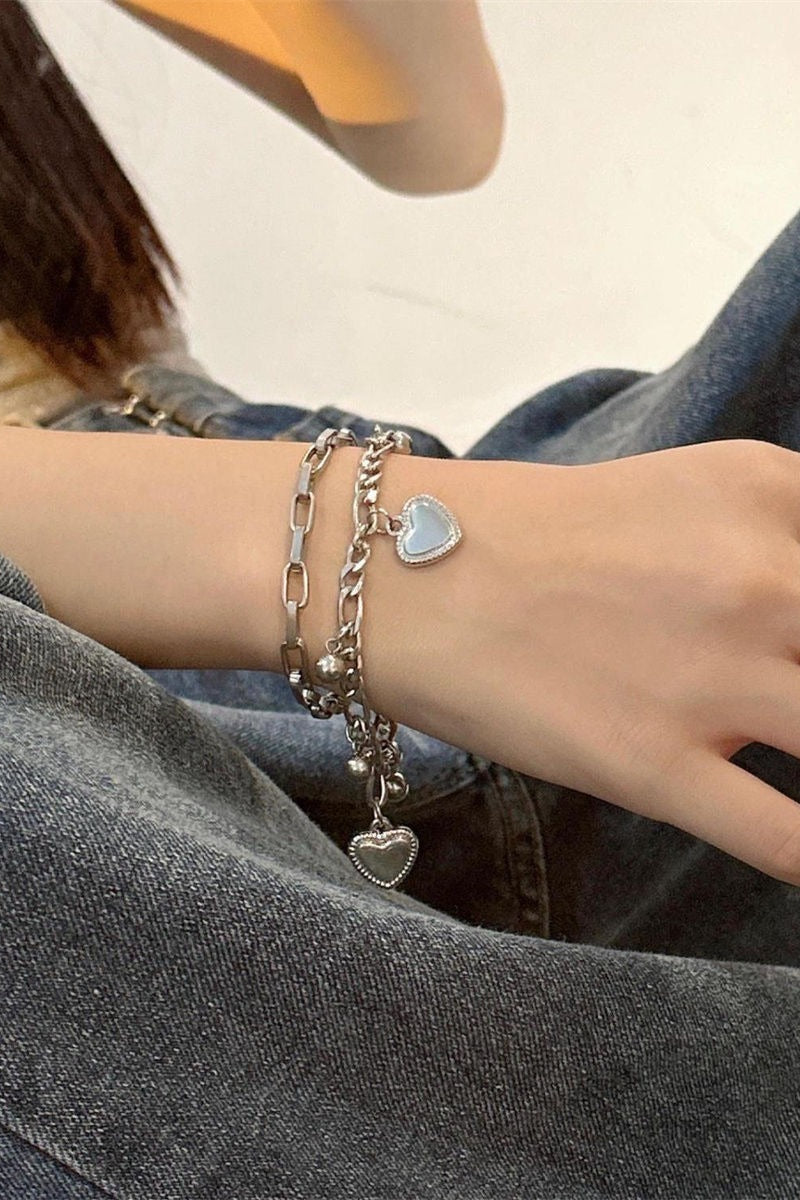 Cross Heart Double Layer Alloy Bracelet