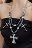 Punk Heavy Beaded Cross Layer Necklace