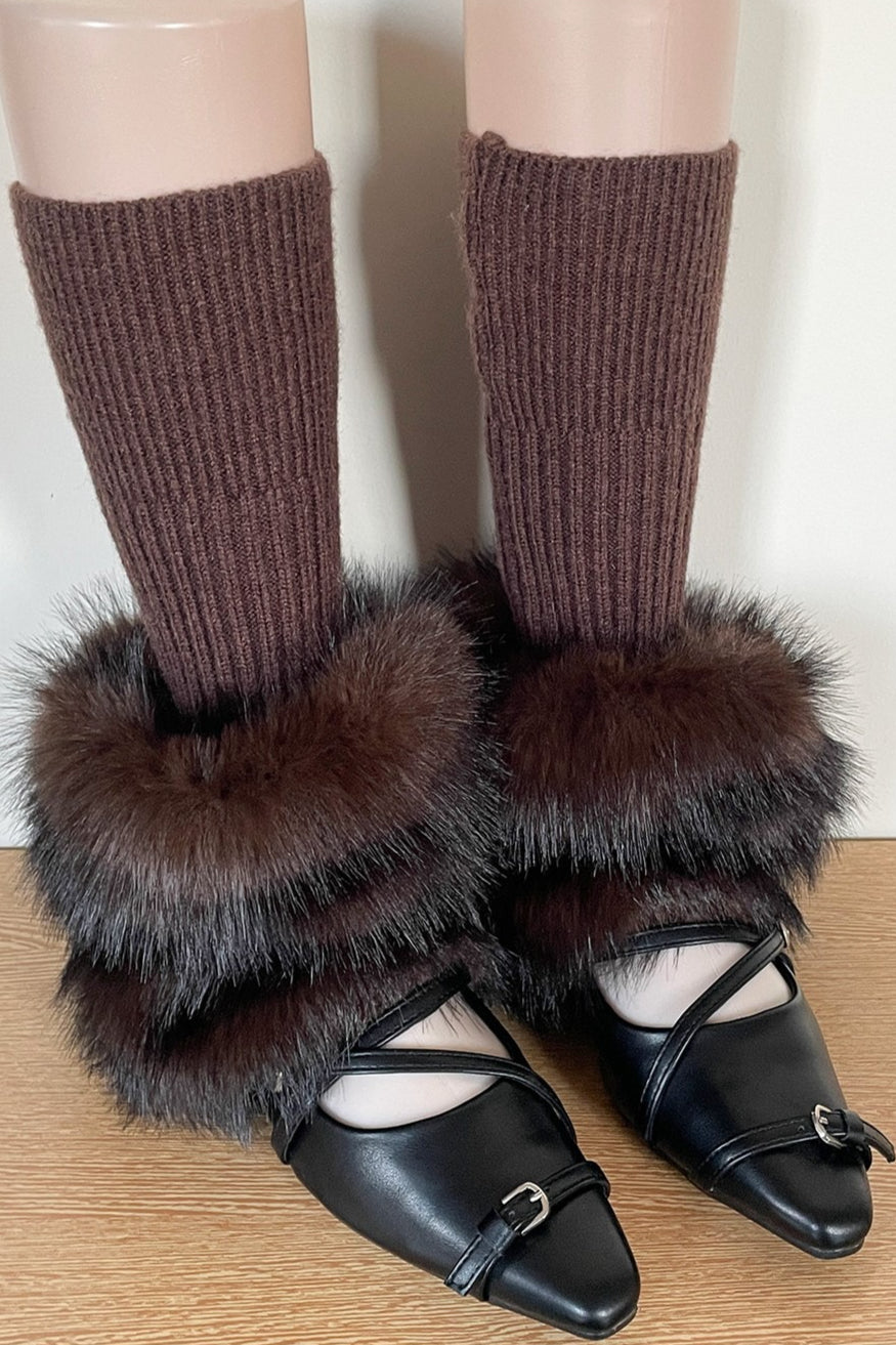 Ribbed Faux Fur Leg Warmer Socks Secondary image