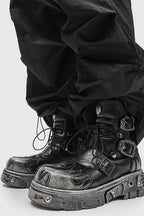 Washed Buckle Combat Boots