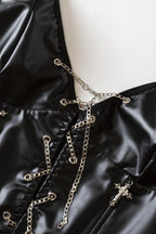 Y2K Punk Leather Halter Chain Boned Corset