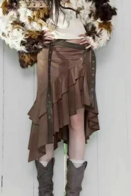 Punk Vintage Apocalyptic Suede Skirt Secondary image