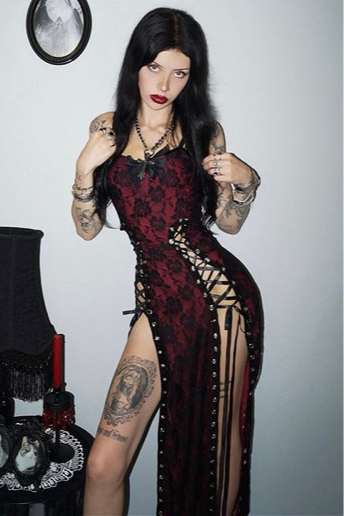 Burgundy Gothic Versatile Comfy Maxi Dress