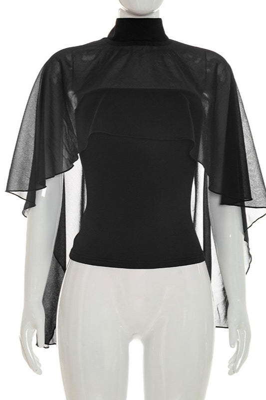 Fitted Bandeau Top with Chiffon Shawl