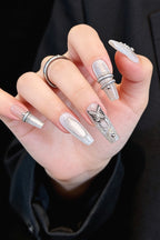 Butterfly Rhinestone Glue Drip Press On Nails