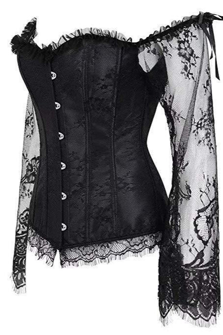 Off Shoulder Mid Sleeve Boned Push Up Corset