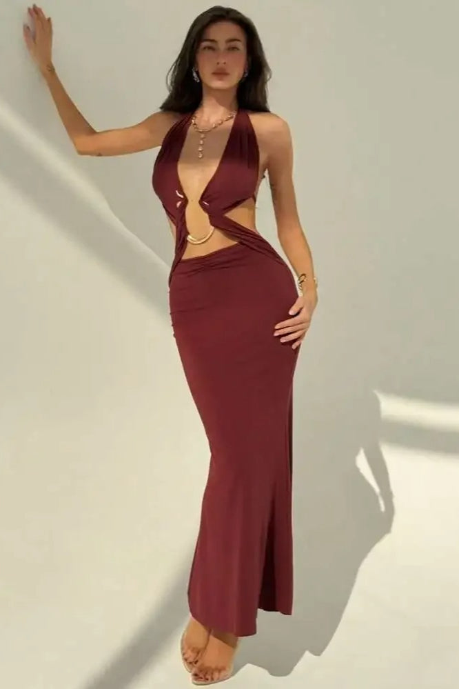 Halloween Sexy Snake Print Backless Maxi Dress Secondary image