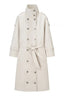 Beige Double-breasted Lapel Belted Trench Coat