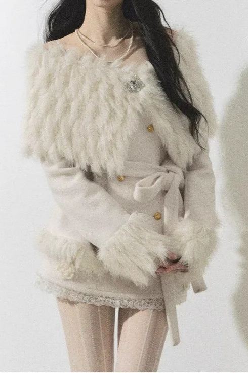 Bandage Off Shoulder Retro 2 Piece Coat