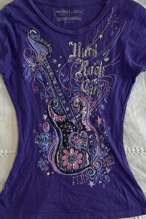 Purple Guitar Printed Ruched T-shirt Secondary image