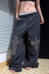 Gothic Rhinestone Drawstring Pants