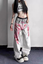 Harajuku Gothic Print Denim Pants