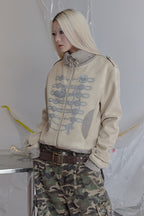 Skull Motif Contrast Collar Jackets