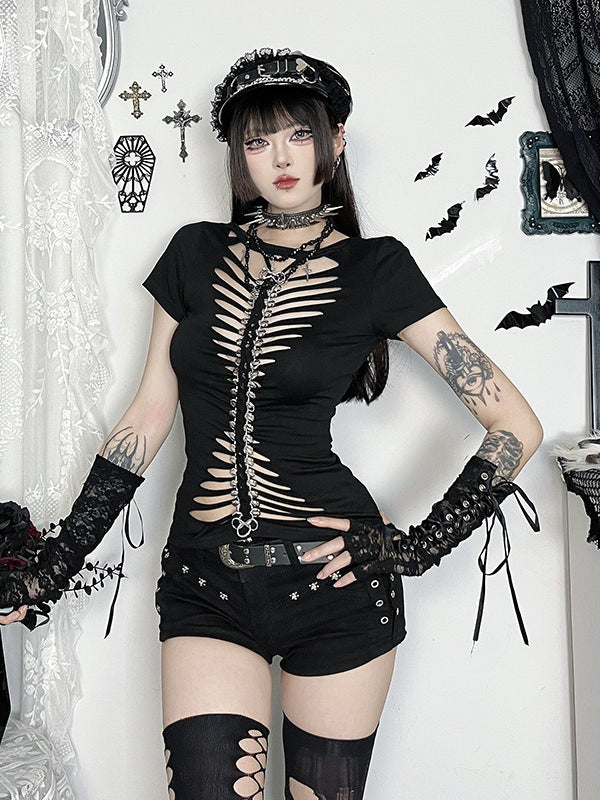 Sexy Slide Buckle Collarbone Chain Mesh Top Secondary image