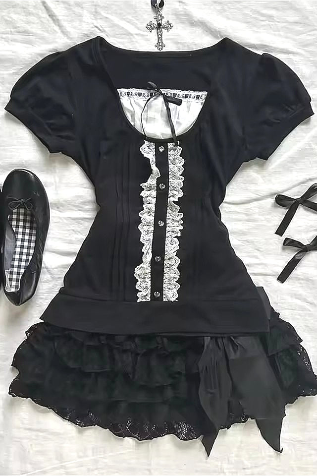 Gothic Lace Spliced T-shirt