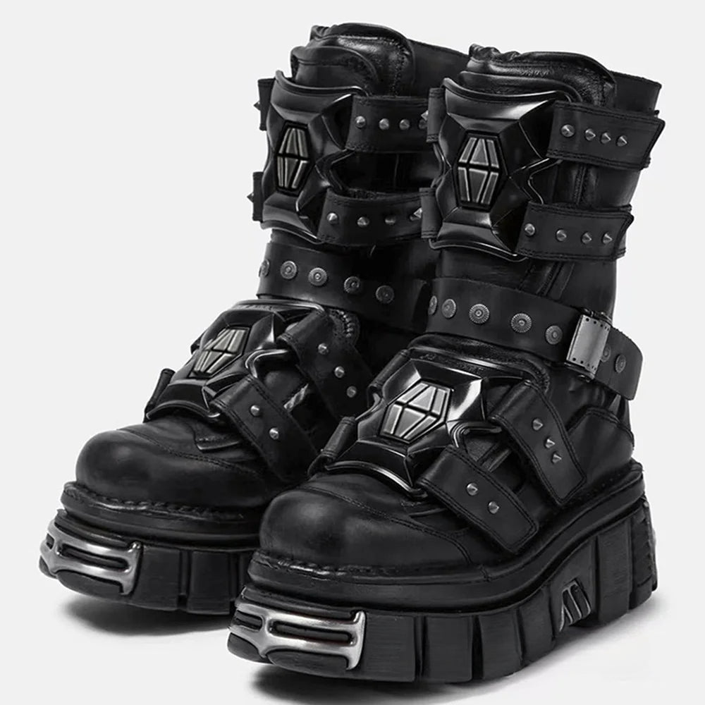Metal Rivet Punk Gothic Motorcycle Boot – Cosmoslay