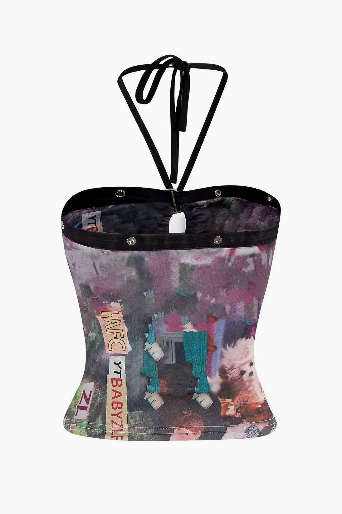 Punk Style Neon Graphic Halter Top