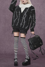 Barbed Wire Pattern Button Sweaters