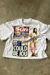 Y2K Alphabet Print Oversized T-shirt