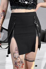 Dark Gothic Summer Slim Split Mini Skirt