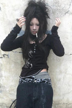 Tattoo Print Irregular Gothic Knit Top