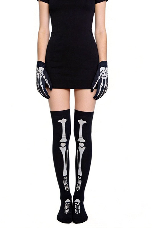 Skeleton Graphic Matching Glove Socks