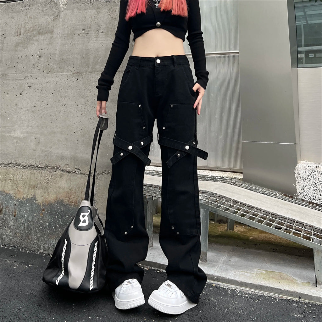 Black Utility Belt Cargo Pants
