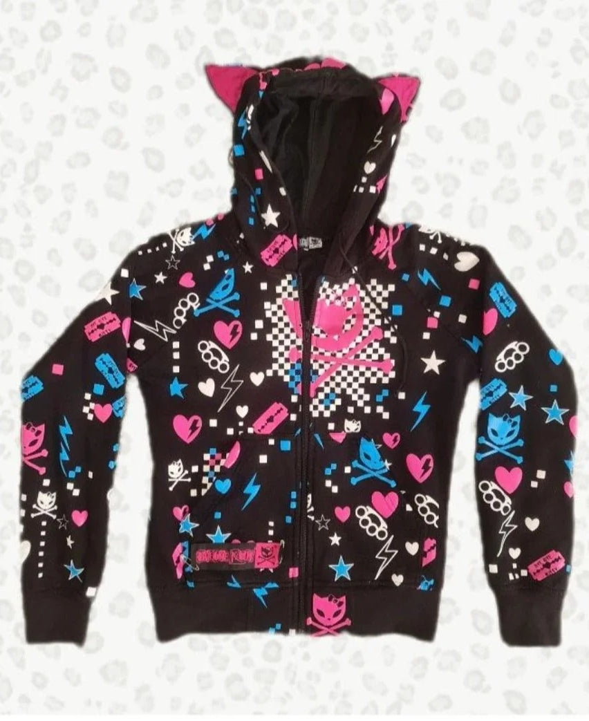 Y2K Casual Patchwork Loose Hoodie Secondary image