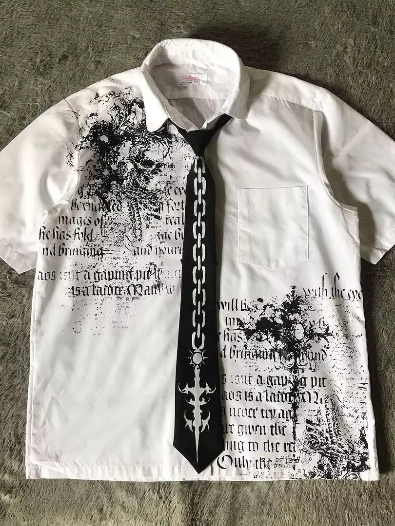 Letter Print Short Sleeve Polo Blouse Main image