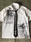 Letter Print Short Sleeve Polo Blouse