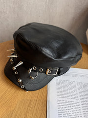Street Rivet Leather Punk Hat