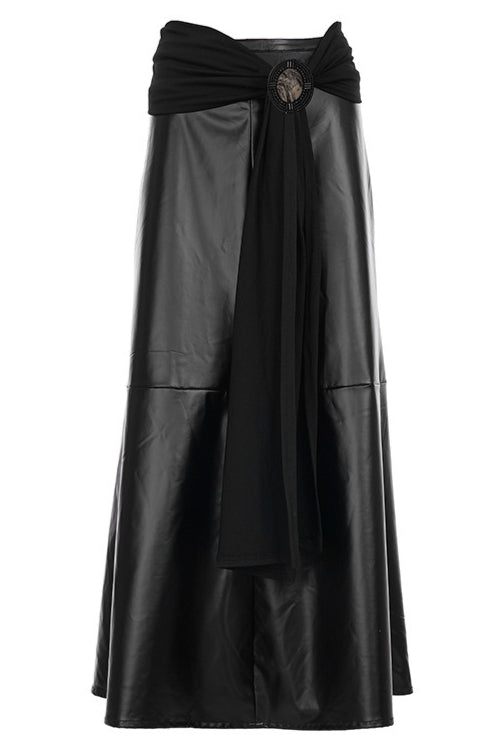 Draped Waist Glossy Maxi Skirts