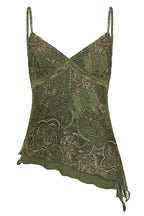 Paisley Lace Asymmetric Hem Tank Top